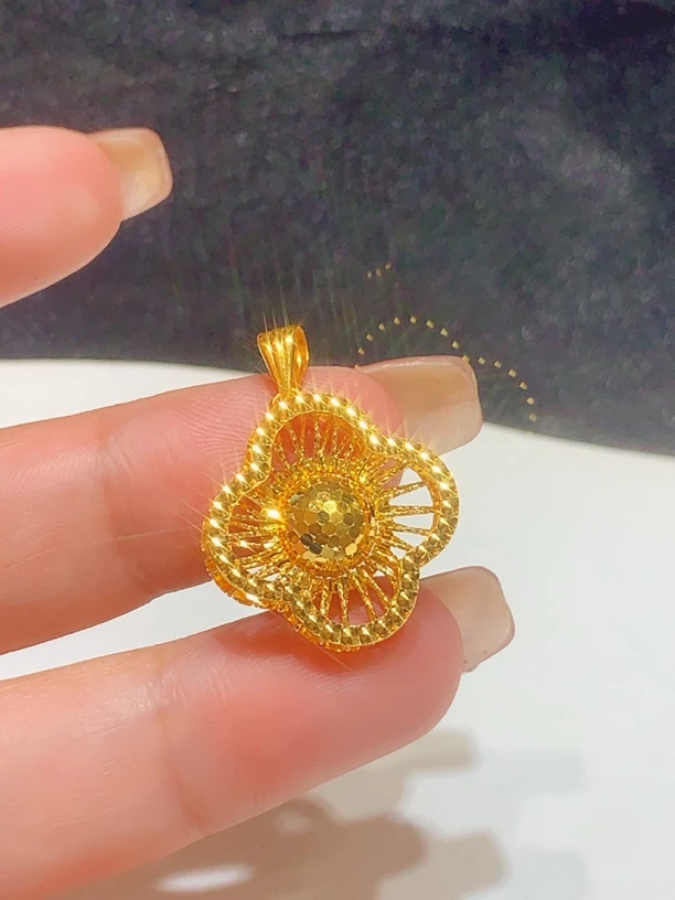 足金999 镂空镭射珠吊坠