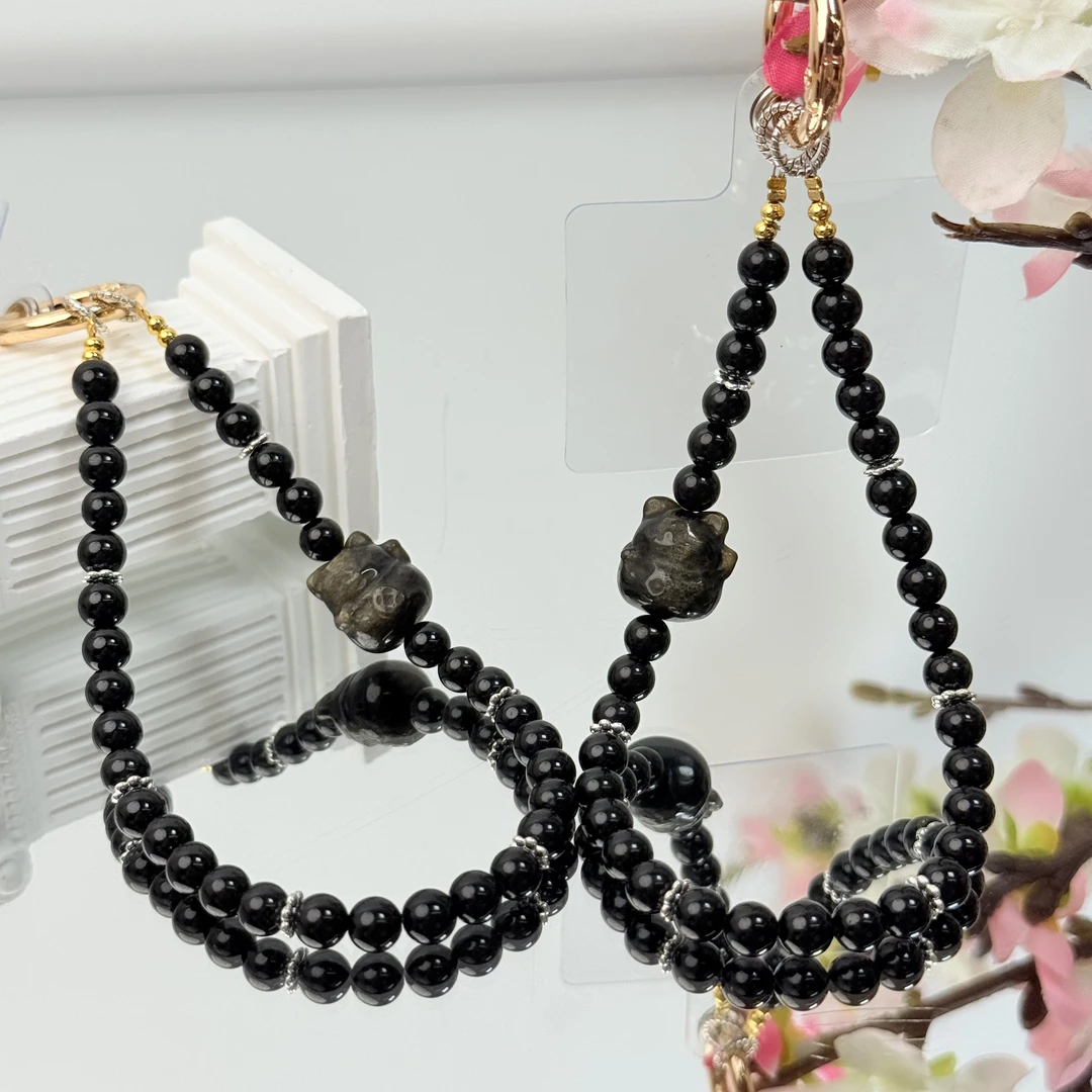 【金曜猫咪挂】黑曜石6mm挂件手机挂包挂面小仙多样性发其一