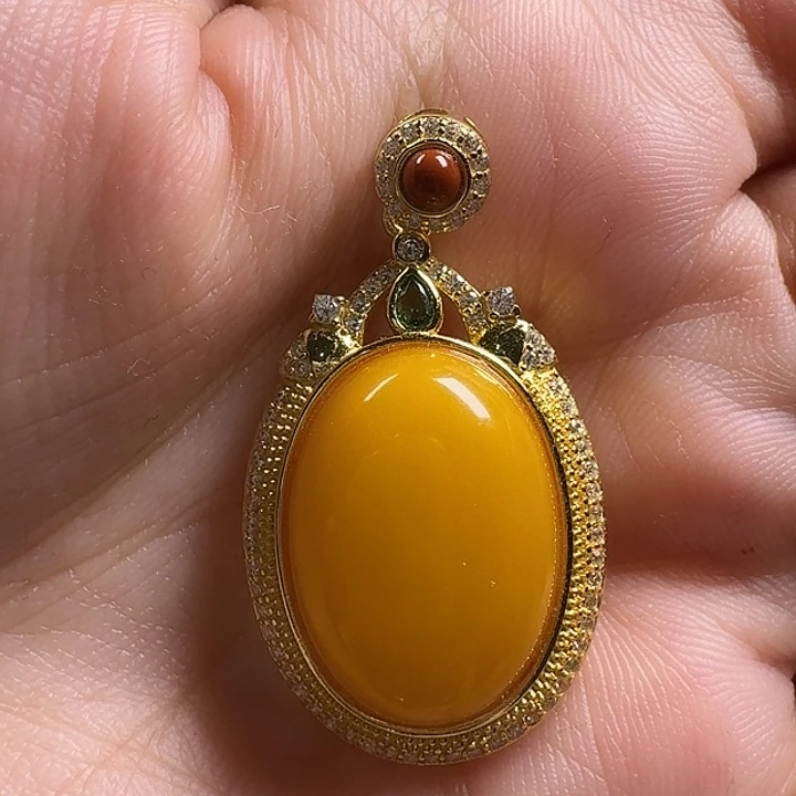 蜜蜡银S925镶嵌吊坠(不含链)吊坠