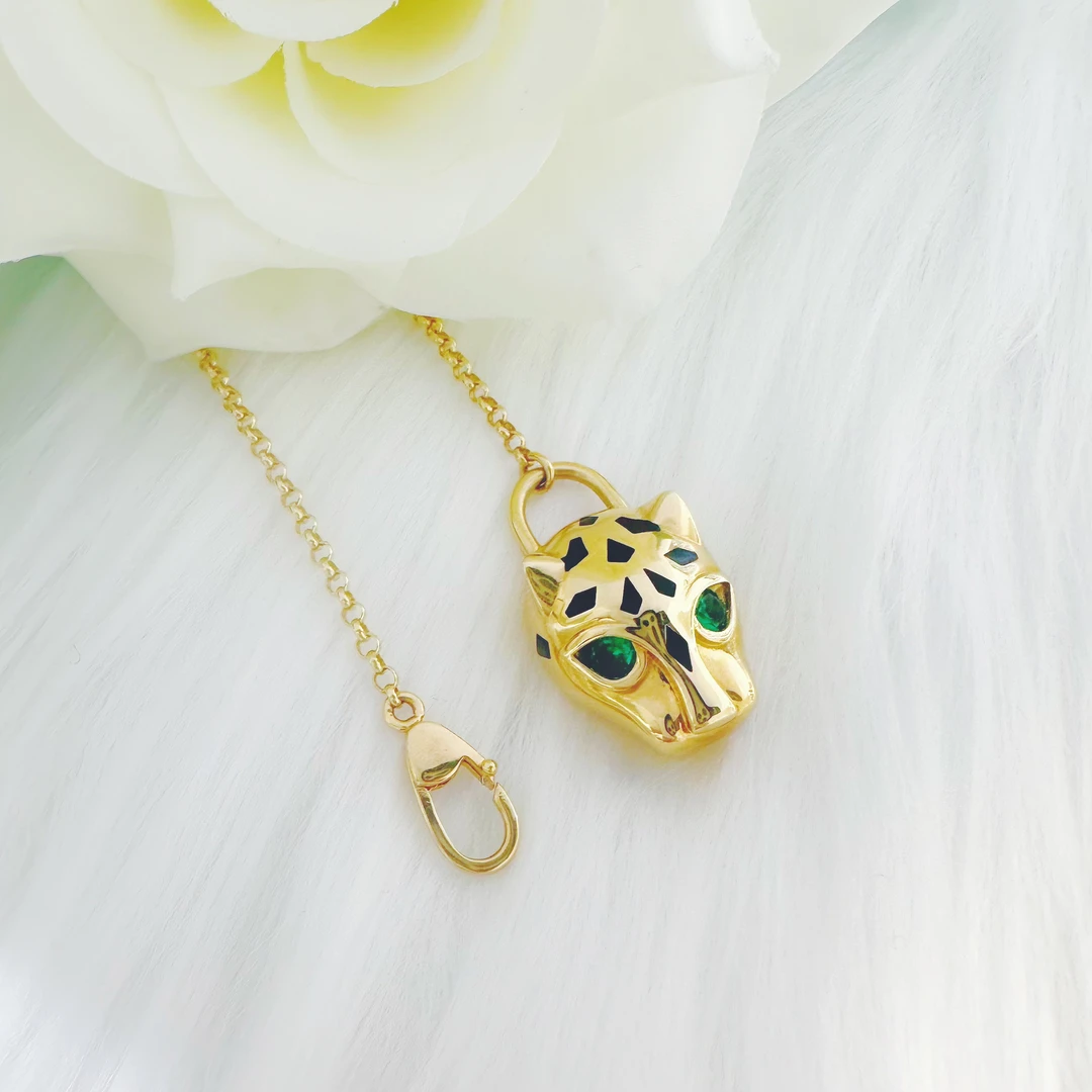 18k金 豹子头项链  浅金色个性精美百搭小众 大气轻奢高级感项链