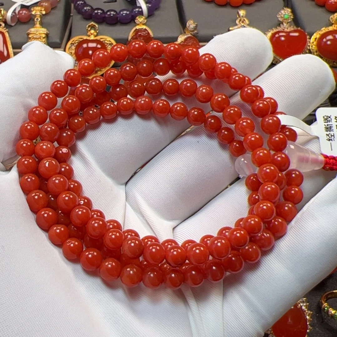 南红玛瑙未镶嵌手链双12福利5mm原矿精品多圈手链