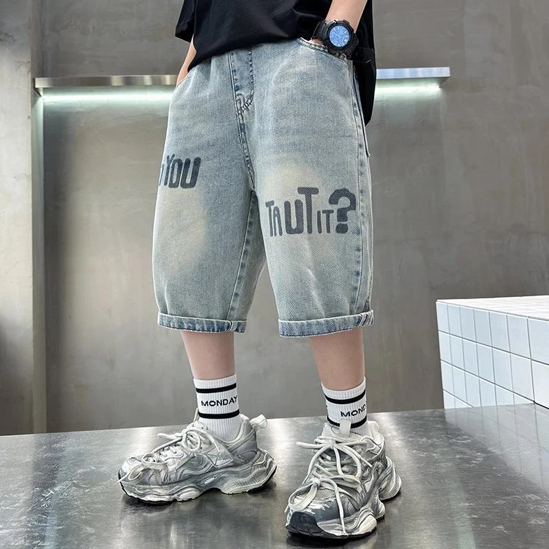 童装男童夏季牛仔中裤中大童男孩子夏款裤子韩版儿童夏装七分裤潮