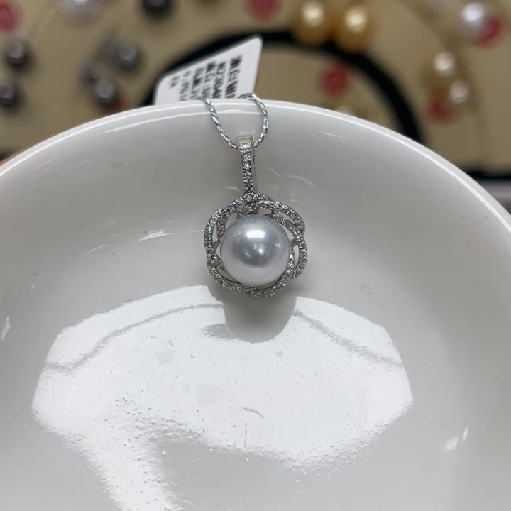 银S925镶嵌颈饰海水珍珠澳白8-9mm31号