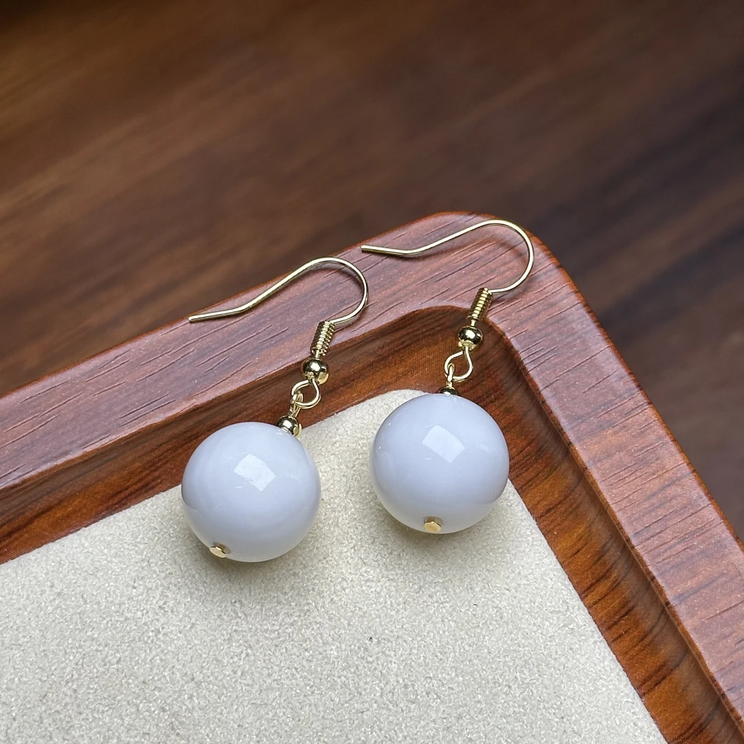 【艺品堂】情缘 14-15mm 车车耳饰一对 瓷白