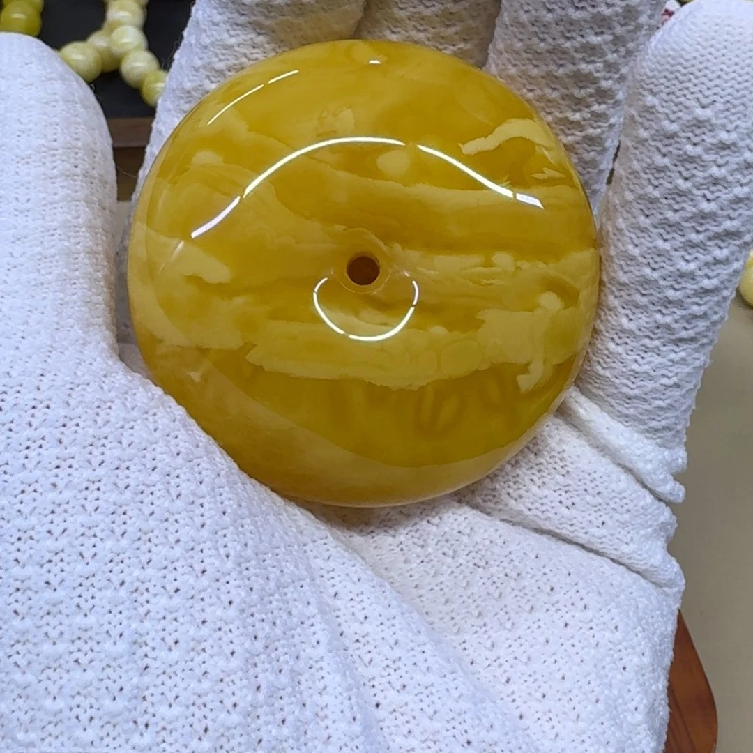 琥珀未镶嵌手链蜜蜡平安扣吊坠