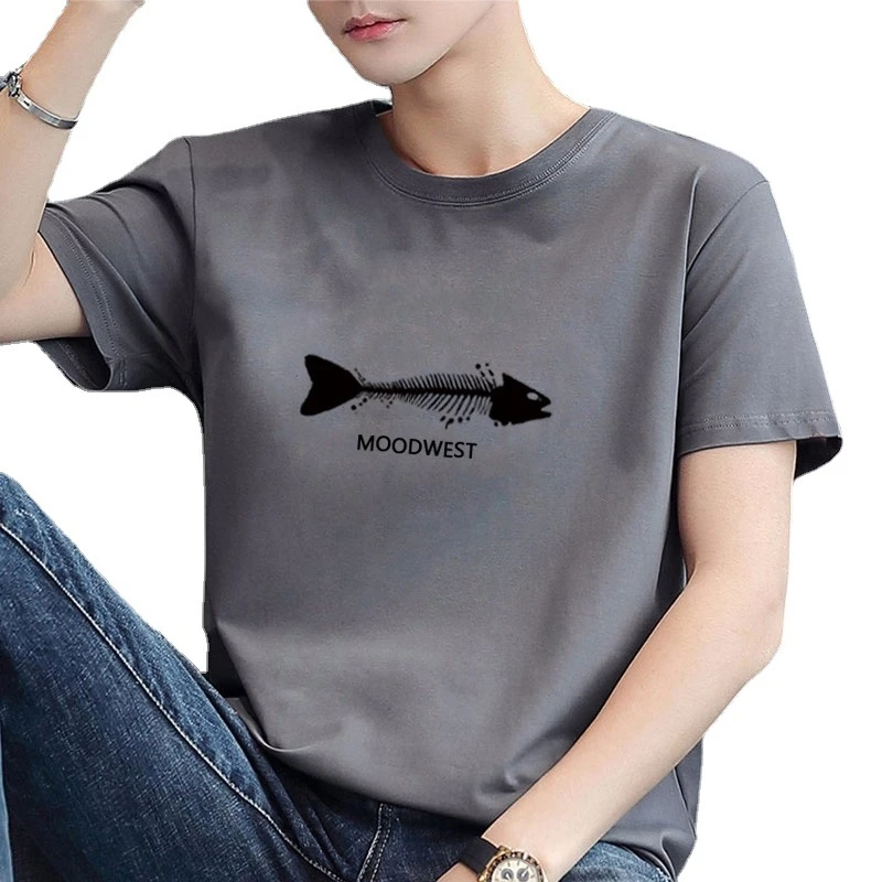 打底衫男式圆领半袖印花男上衣短袖夏季休闲宽松潮流圆领半袖T恤