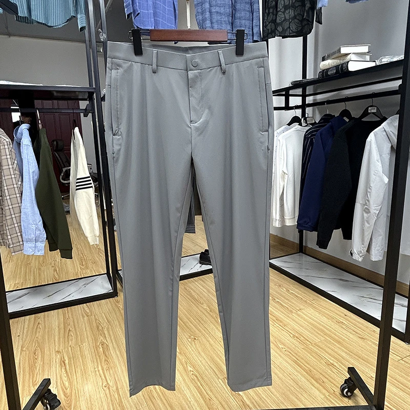 速干料轻薄透气简约纯色男士休闲裤修身春夏季通勤裤Y5T0156