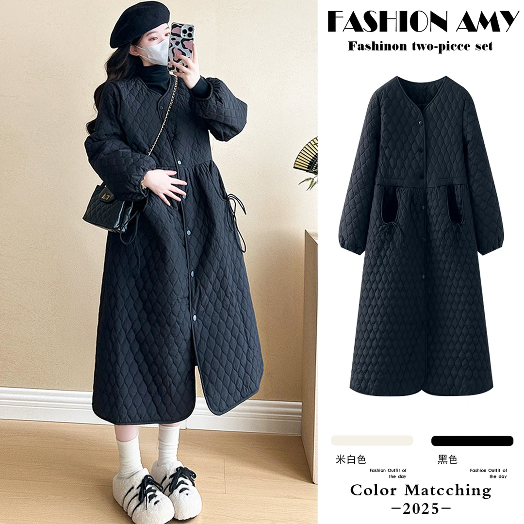 孕妇装秋冬新款2025时尚韩版宽松中长款棉服加厚显瘦外出棉袄外套