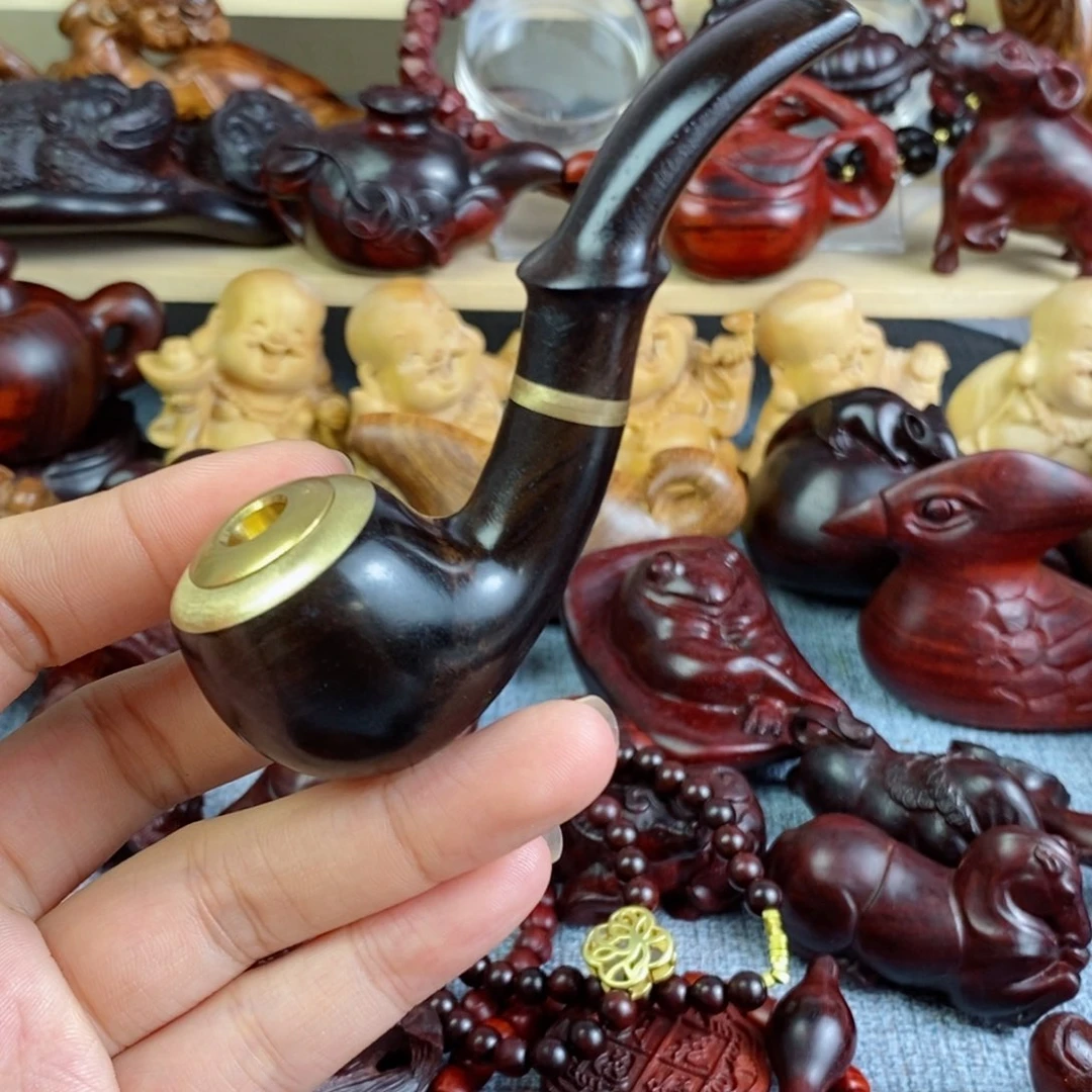 木紫光檀烟斗手把件