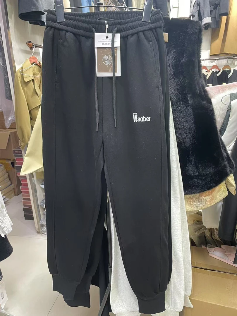 462 春秋款运动裤刺绣女束脚显瘦卫裤 2025新款小个子休闲裤子