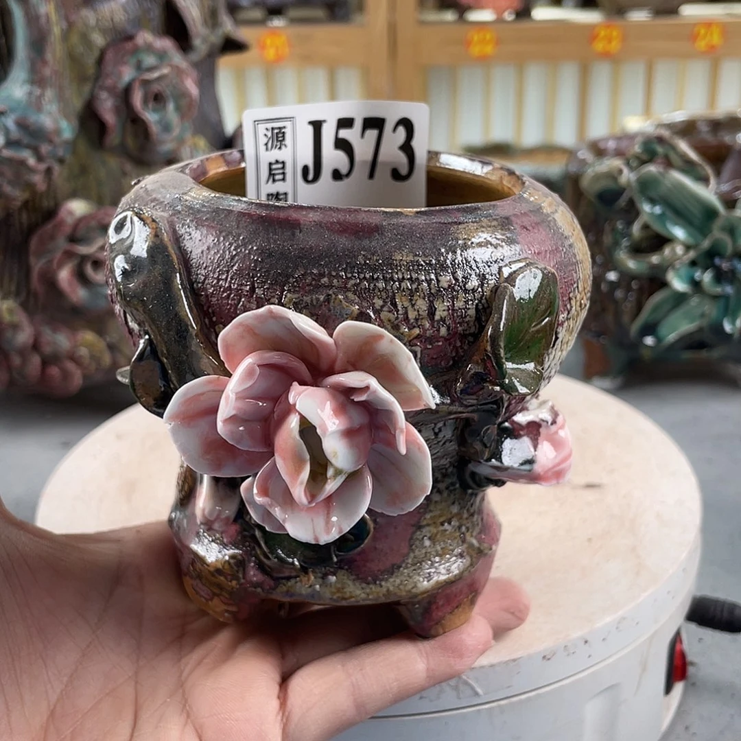 紫砂花盆景德镇陶瓷多肉花盆573