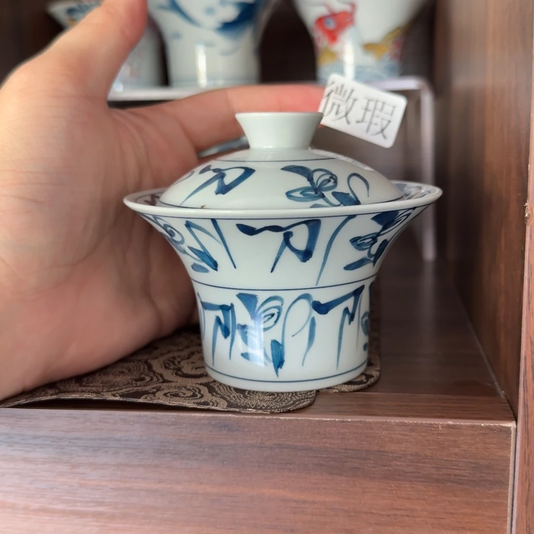 釉下手绘茶具微瑕