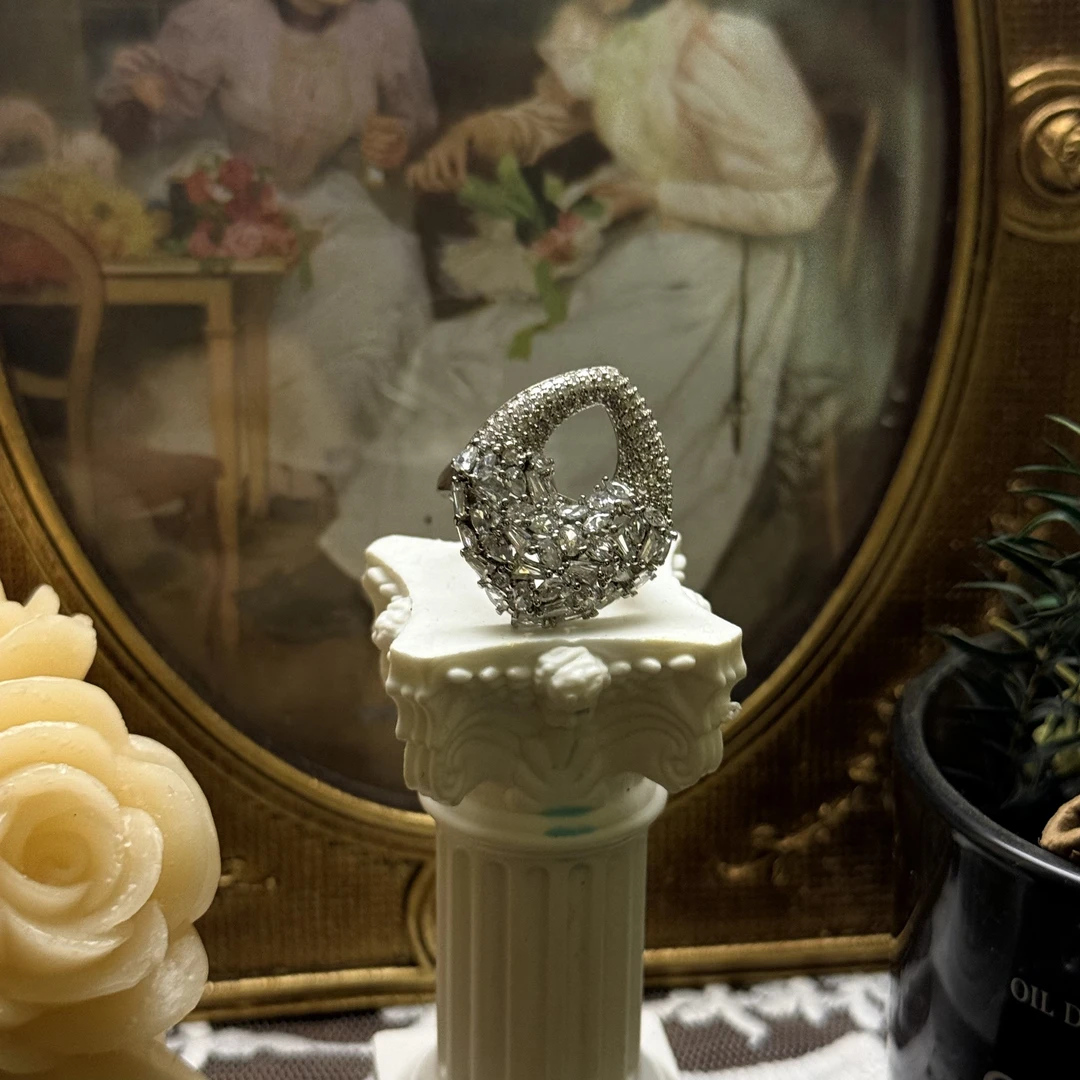 足银亚克力戒指 800银戒指 LARVINA银色个性戒指