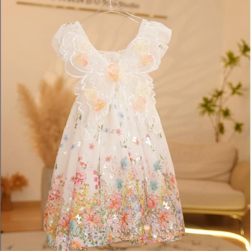 【现货】【Y.d4526】25夏季新款女童洋气蝴蝶结连衣裙女宝气质连衣裙