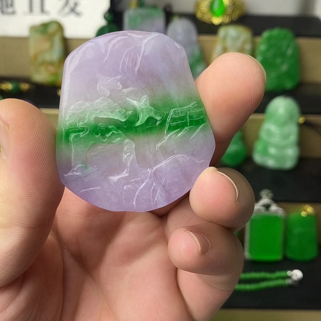 翡翠银S925镶嵌吊坠(赠链)