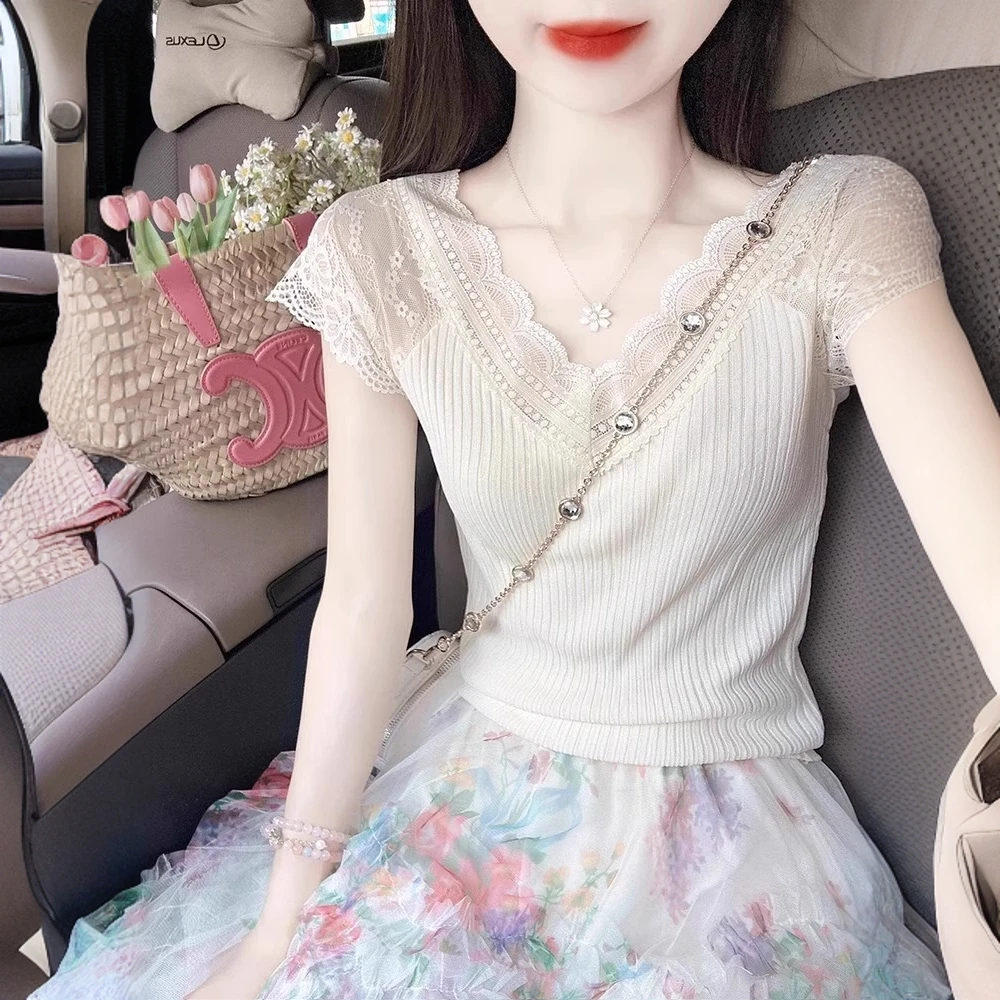 2025夏季正肩纯欲风甜美蕾丝女设计感小众气质独特绝美高级感上衣