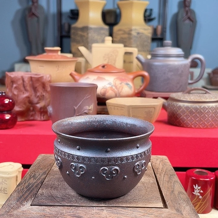 紫砂茶杯如意柴烧杯