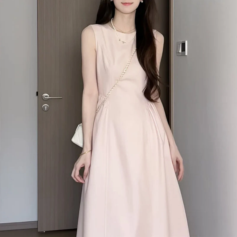 2025春夏灼灼其华法式抽皱收腰气质轻奢夏季显瘦后妈裙高腰长裙