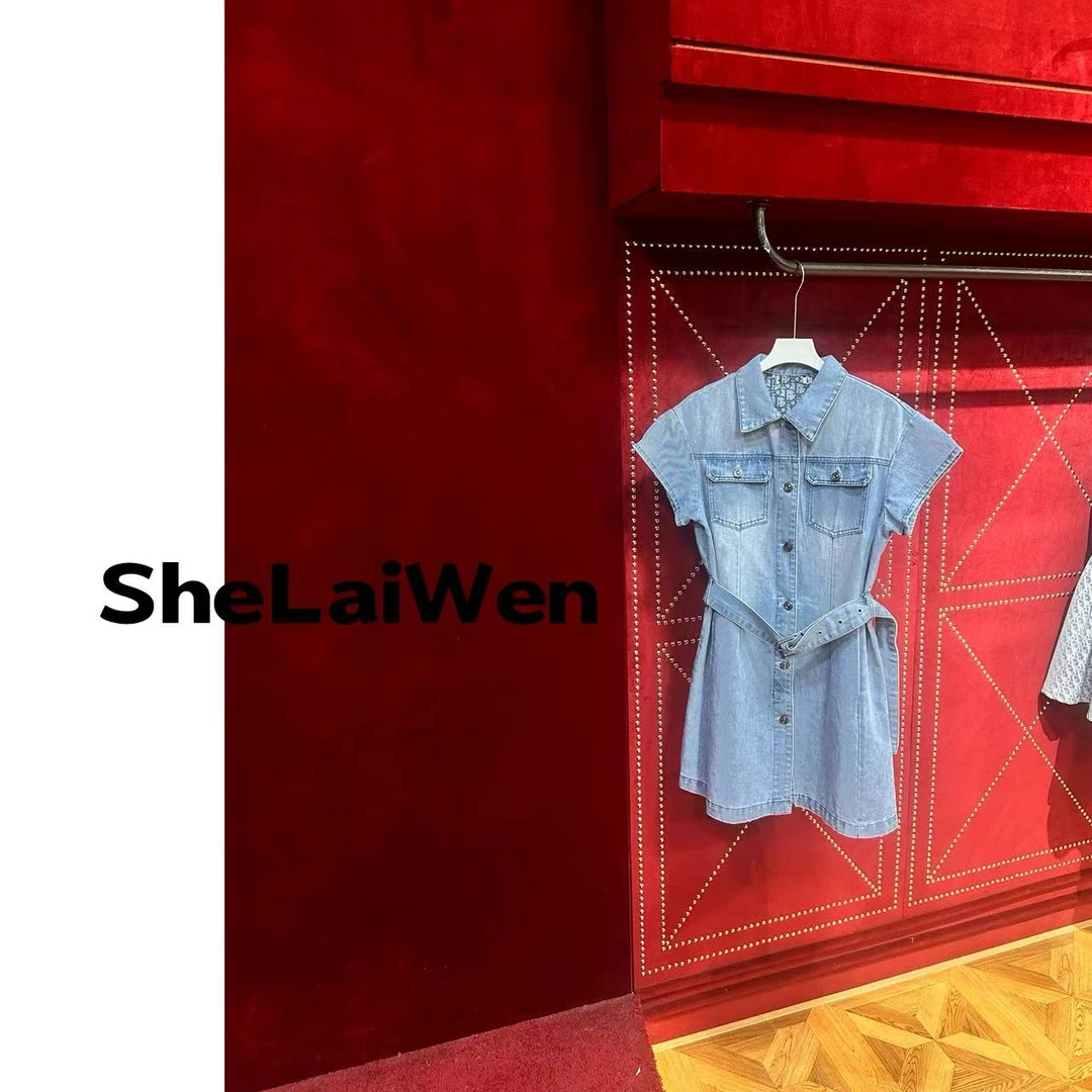 SheLaiwen【迪迪Pool 牛仔短袖连衣裙】2025新款重磅连衣裙