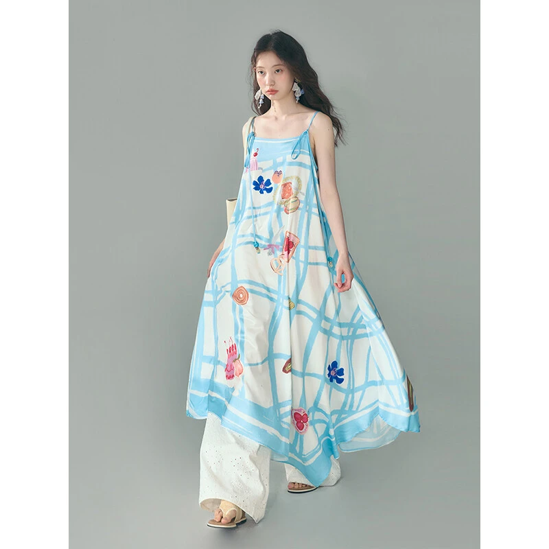 uarex膨胀面包 yammy美味面包 野餐格子缎面吊带连衣裙D85N27613