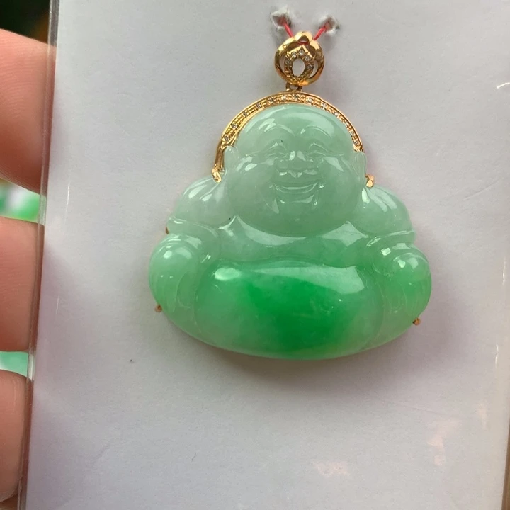 翡翠18K金镶嵌颈饰翡翠吊坠