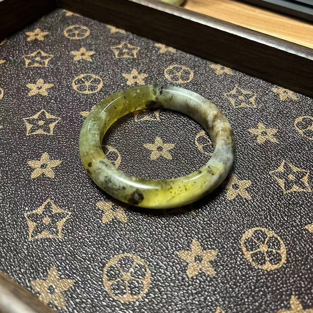 【精品岫玉】58+圈口水草花 可盘可透   62