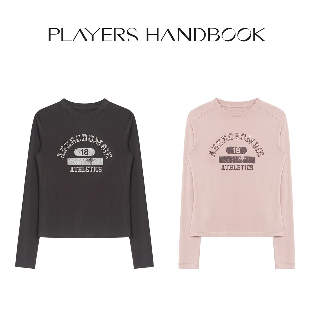 PH《手稿》显瘦肩部错位剪裁修身做旧时尚休闲百搭印花长袖T PH2530