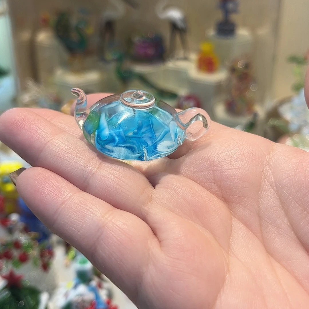 琉璃手工艺品扎花小壶