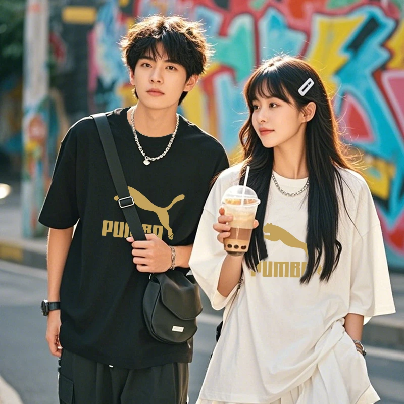 圆领印花夏季宽松型基础大众T恤港风上衣百搭国潮休闲运动