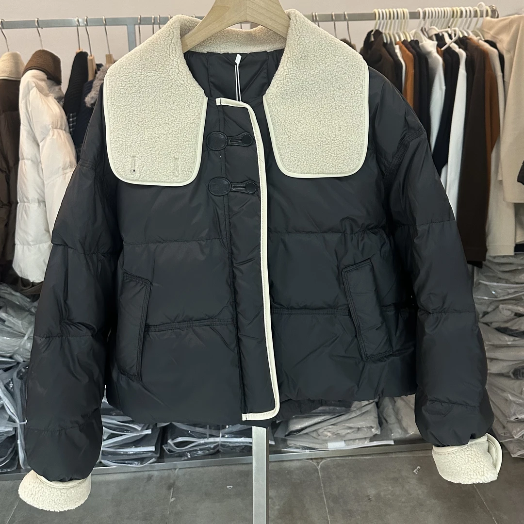 LMM 989 美式韩版翻领短款羽绒服女2025冬季新款保暖面包服