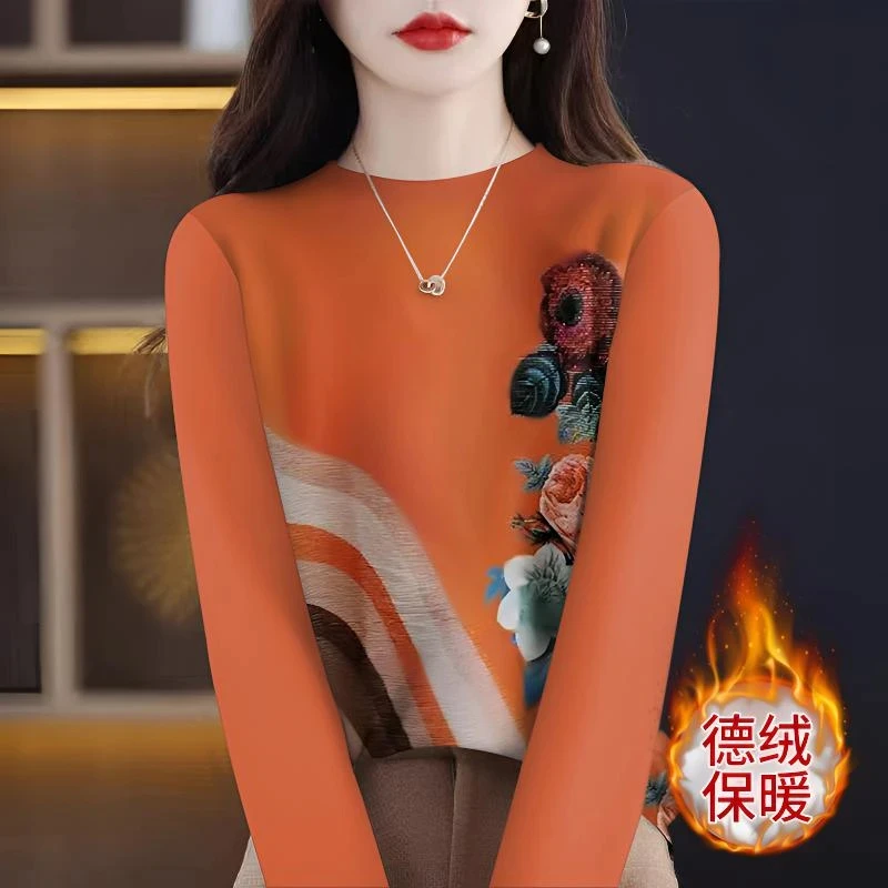 春季新款德绒保暖打底衫女百搭修身显瘦半高领长袖T恤女内搭上衣