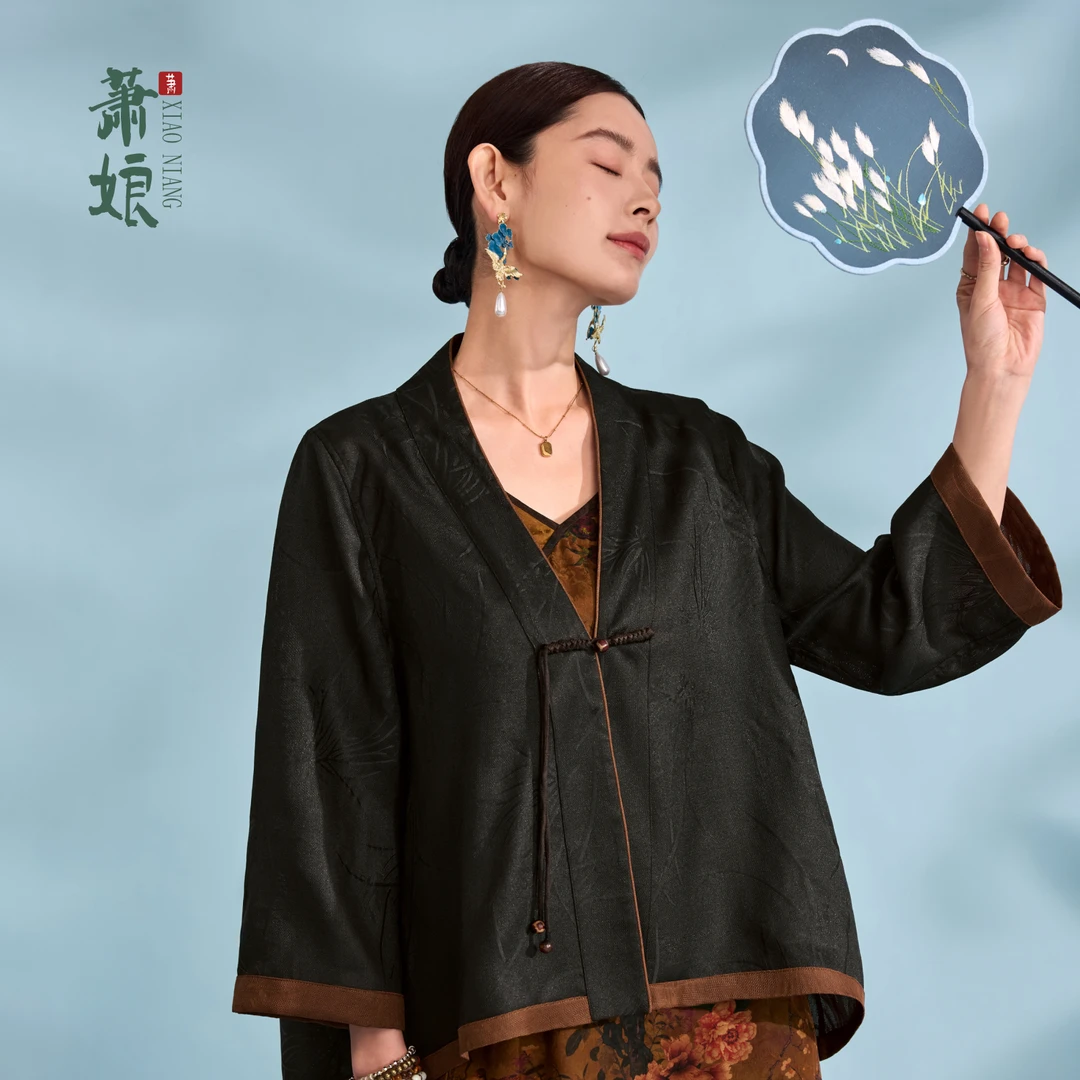 萧娘【苏洛】花罗香云纱新中式桑蚕丝中国风女短款外套1926