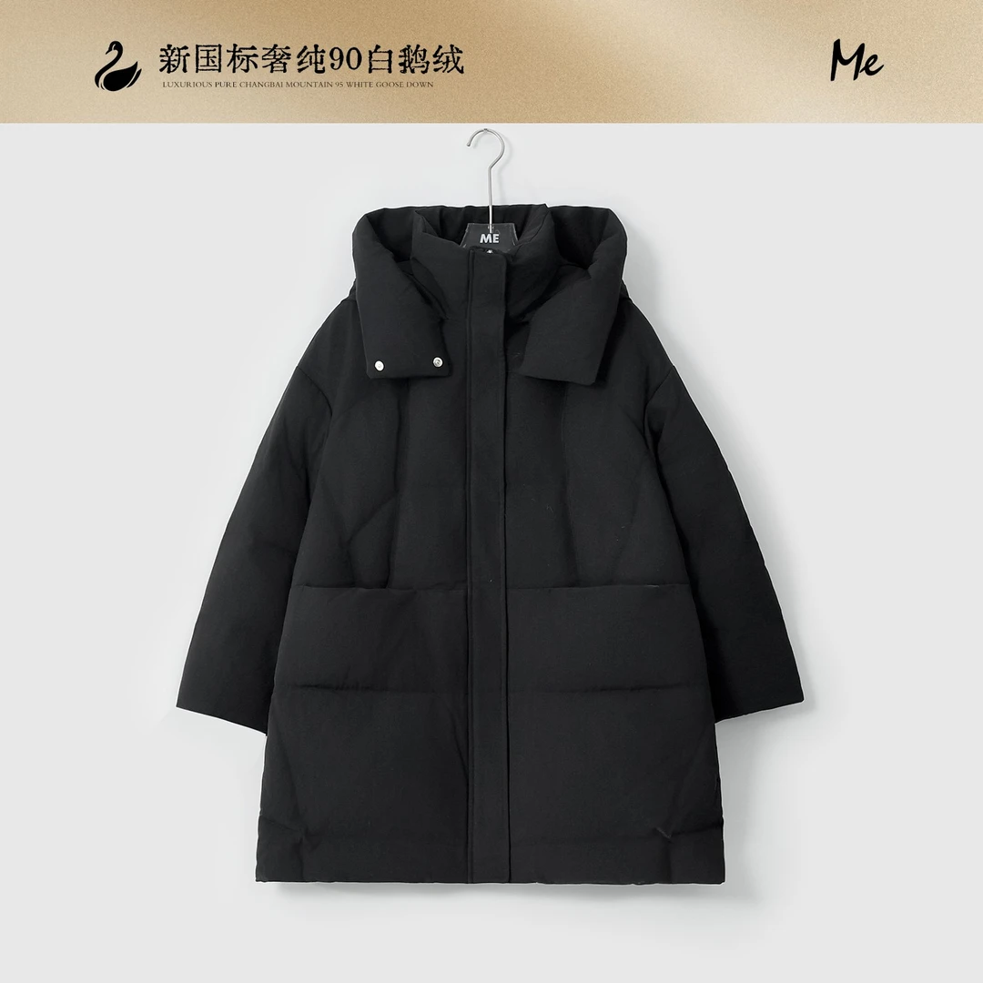 ME【中空纱鹅包】白鹅绒茧型锁温御寒保暖时尚中长款羽绒服MESA6267