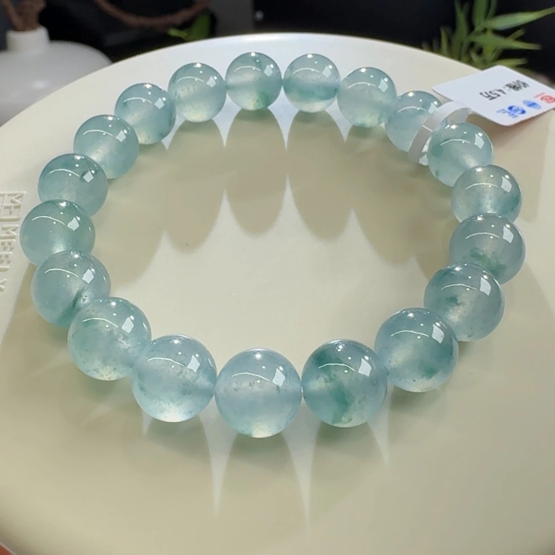 未镶嵌手链翡翠冰蓝飘花单圈卡10