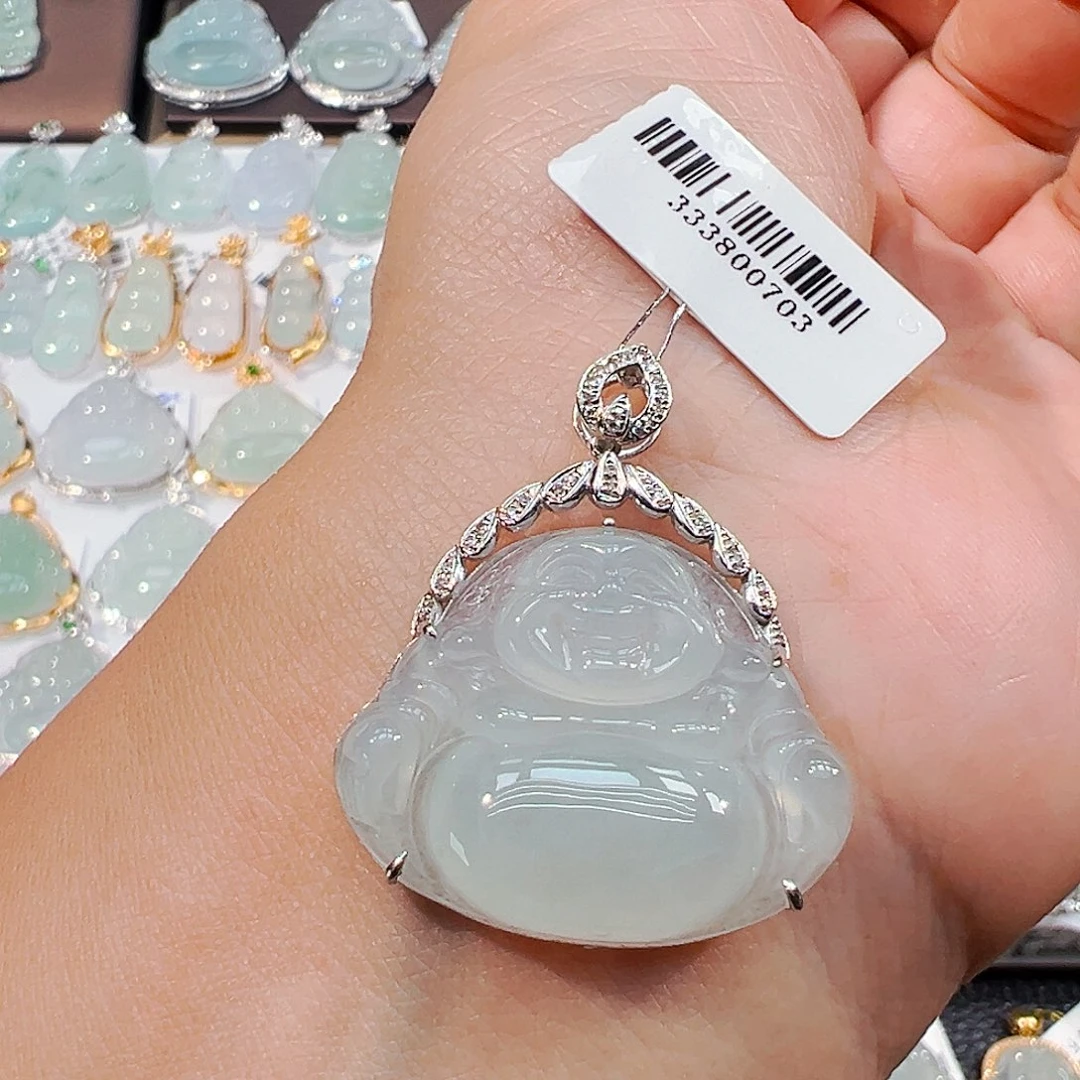 吊坠(不含链)18K金镶嵌翡翠佛公