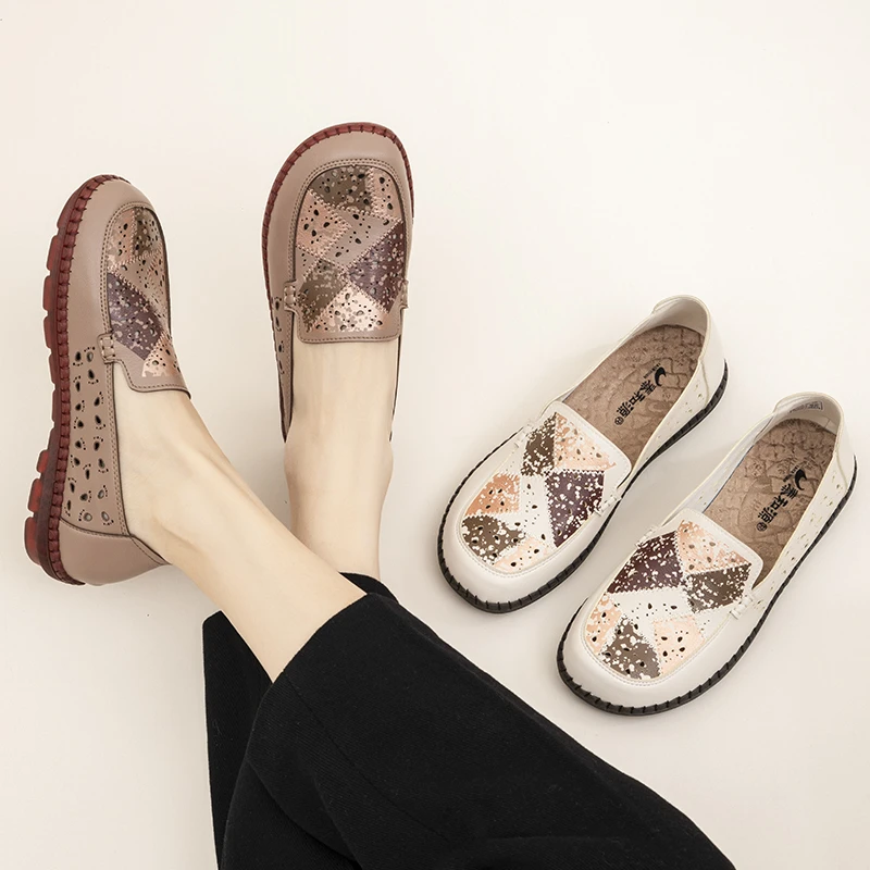 透气单鞋中老年舒适时尚布鞋浅口休闲妈妈鞋平底防滑