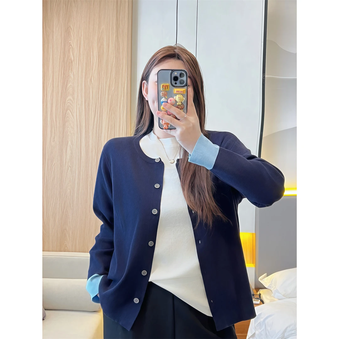 伦敦雾夜 / 韩系撞色百搭针织衫13892花契大码200斤胖mm休闲时尚