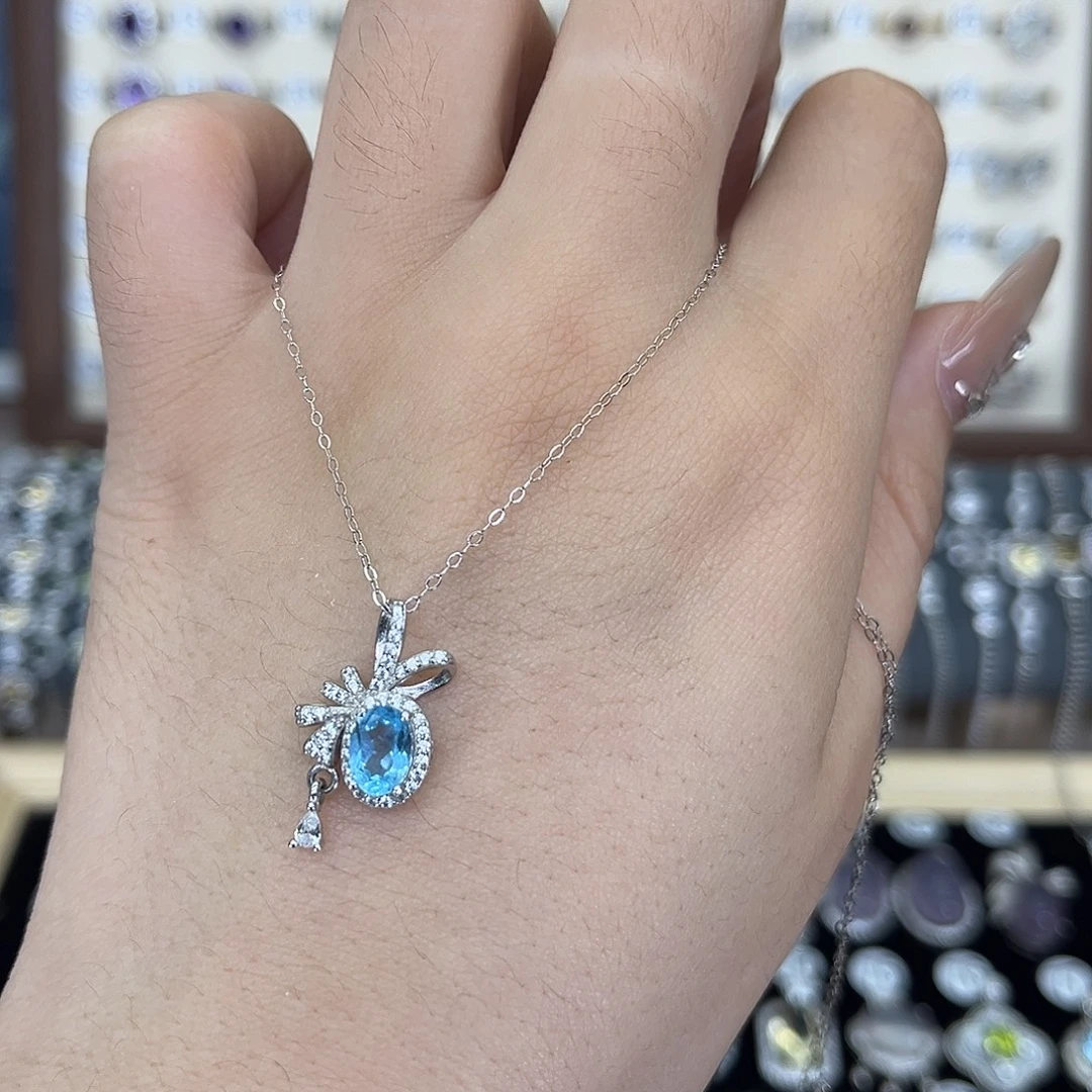 颈饰银S925镶嵌托帕石