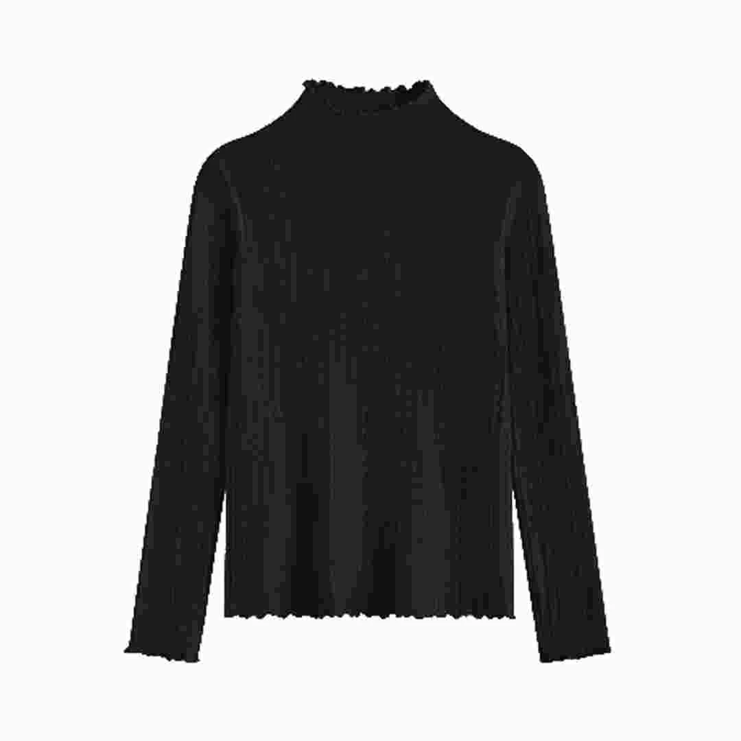 造镜集【软乎乎】秋冬内搭黑色半高领保暖针织上衣