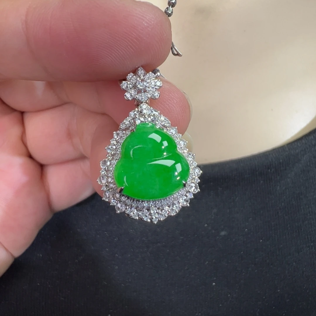 翡翠18K金镶嵌吊坠(不含链)