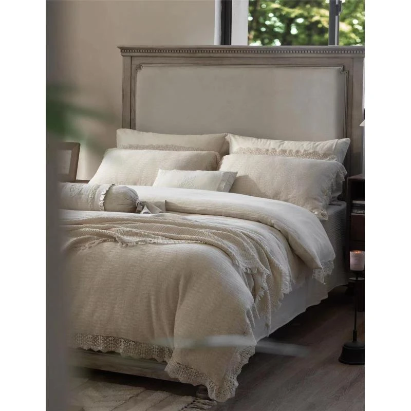 【铃兰吟】三层纱提花 棉麻亚麻法式柔美花边款 四件套