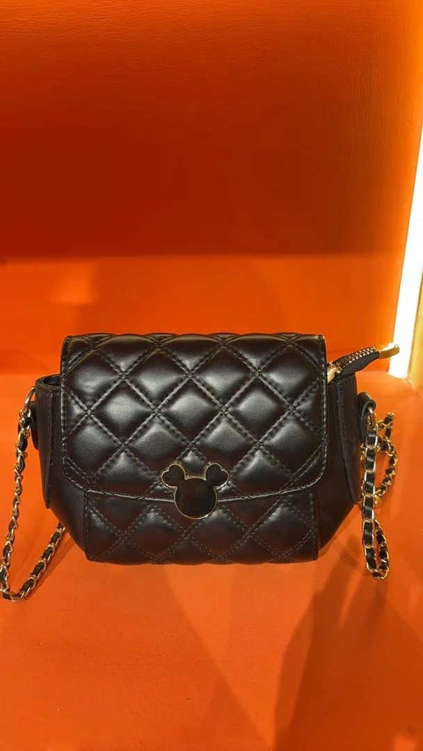 （霏霏礼物）包斜挎包黑色小香风菱格包百搭肩包小众绣线