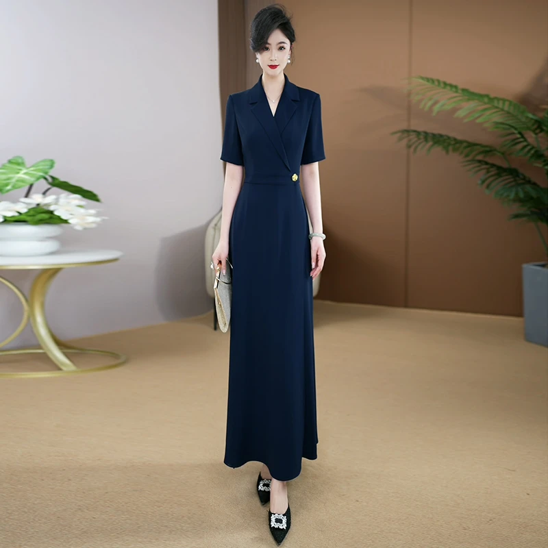 【现货】气质藏蓝色风衣裙2025夏季新款时尚原创设计度假连衣裙 060