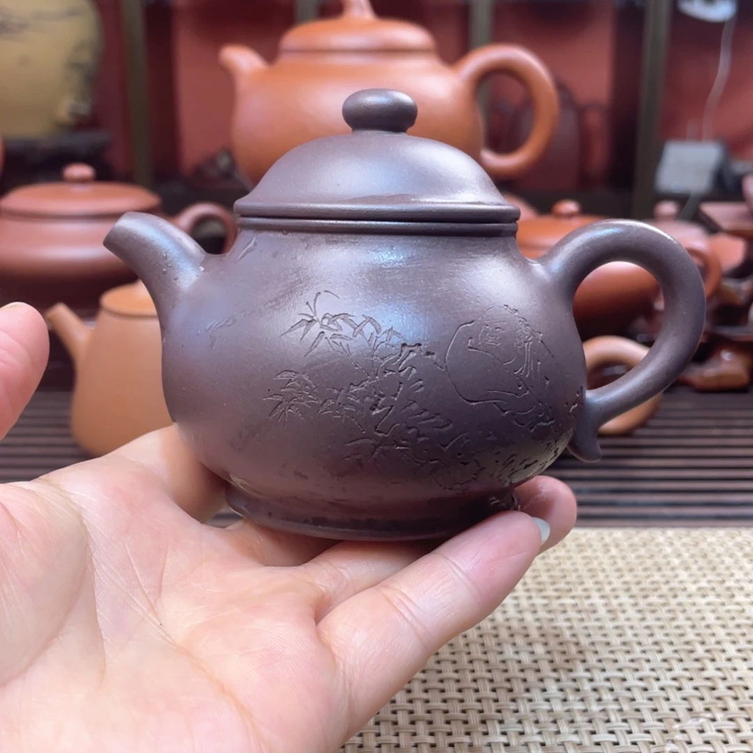 茶壶紫砂天青泥精工制作