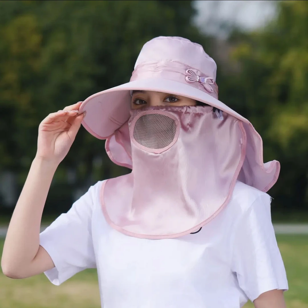 防晒帽大帽檐春夏季防晒遮脸采茶帽子透气薄款出游女士用品遮阳帽