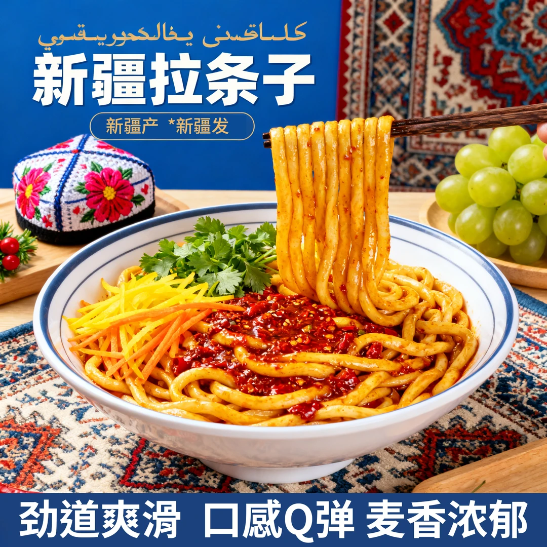 疆湖叙【疆湖叙】新疆拉条子面汤面炒面专用干拌面条炒炸酱面早餐