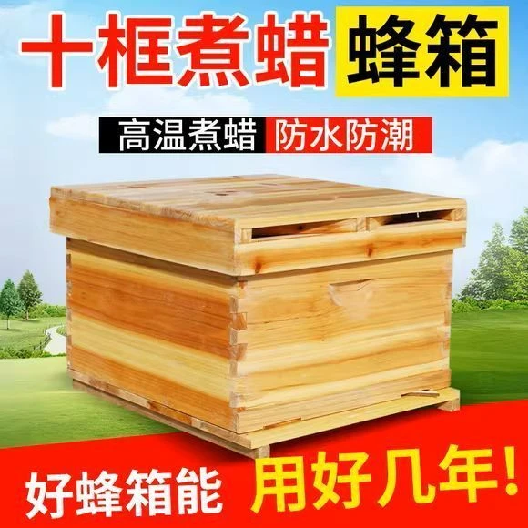 蜜蜂蜂箱全套标准十框中蜂蜂箱煮蜡杉木养土蜂箱诱蜂箱一整套