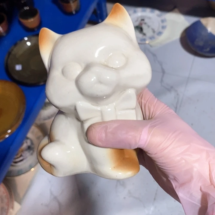 瓷片磁州窑研究所猫咪摆件