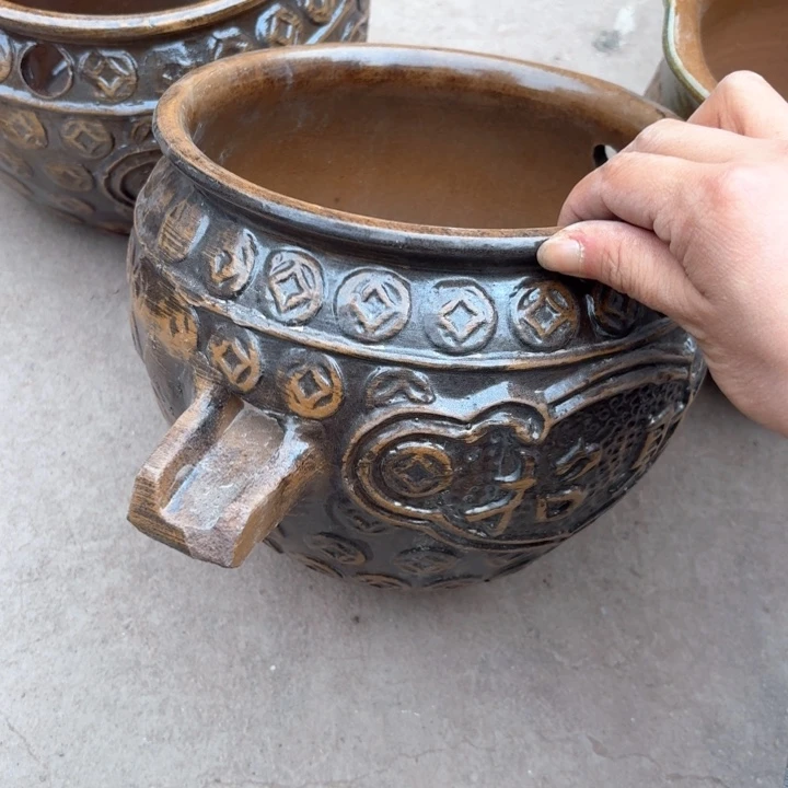 紫砂花盆微瑕流水19/16