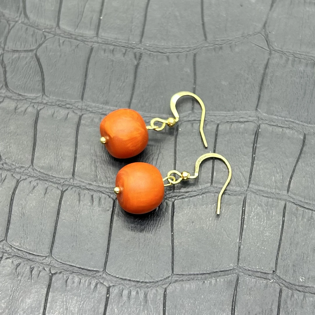 12M橘皮老型珠耳勾时尚百搭